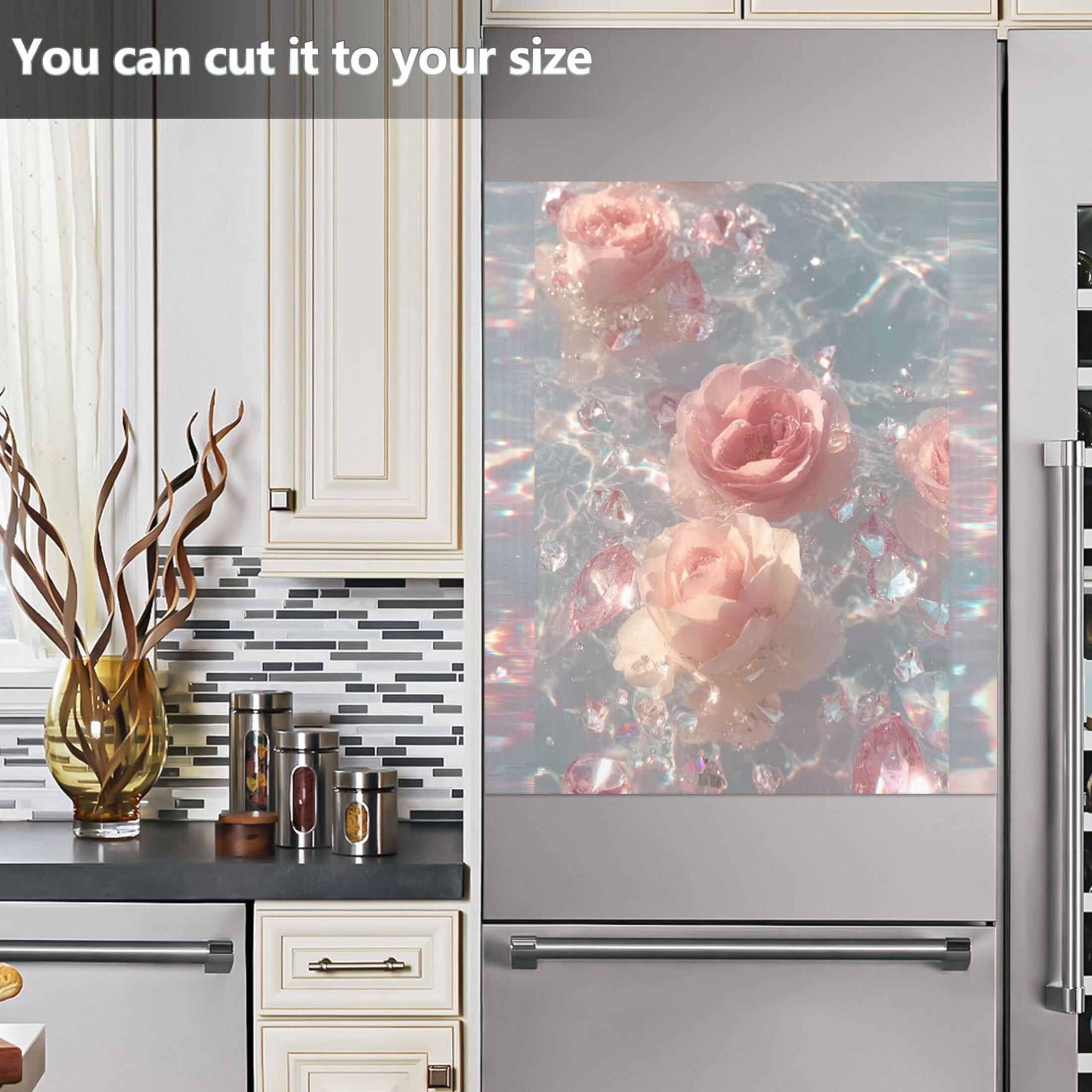 IAUYY Magnetic decorative sticker - 23x26 Inch PVC Refrigerator Decorative Cover, Removable DIY Art for Kitchen Appliances Crystal Drift Wallpaper