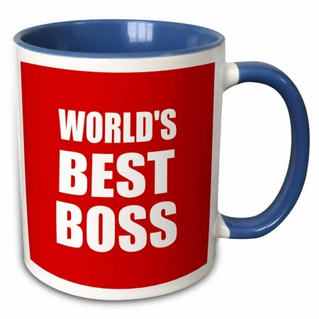 3dRose Worlds Best Boss. white text on red. great design for greatest boss - Two Tone Blue Mug, (World Best Packaging Design)