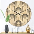 thumbnail image 2 of Designart 'Minimal Geometric Retro Curved Ornament II' Mid-Century Modern Wood Wall Clock, 2 of 5