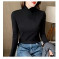 thumbnail image 1 of Camisa térmica de cuello alto medio cepillada de doble cara para mujer, camiseta ajustada gruesa que combina con todo, camiseta de fondo para mujer, 1 of 6