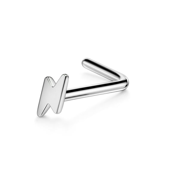 20g L Bend Nose Stud Surgical Steel Lightning Nose Studs for Women Nose Rings Studs 20 Gauge Nostril Piercing Jewelry Silver
