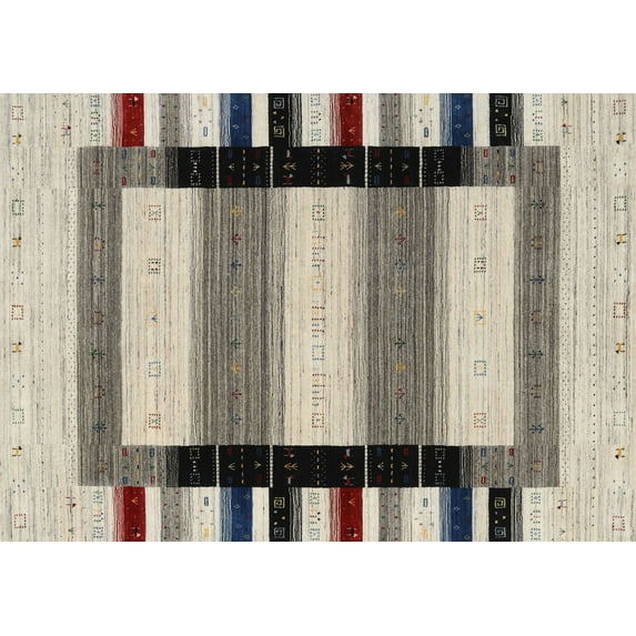 Ahgly Company Machine Washable Indoor Rectangle Contemporary Desert Sand Beige Area Rugs, 7' x 9'