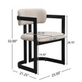 thumbnail image 4 of Set of 2 Upholstered Dining Chairs with Beige Fabric and Black Metal Frame, 4 of 10
