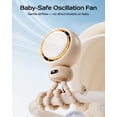 thumbnail image 2 of Mini Portable Stroller Fan – 60° Auto Oscillation, Quiet USB-C Rechargeable Baby Fan, 4 Speeds, Night Light & Warning Light, Flexible Tripod for Stroller, Car Seat, Crib, Camping (Brown), 2 of 7