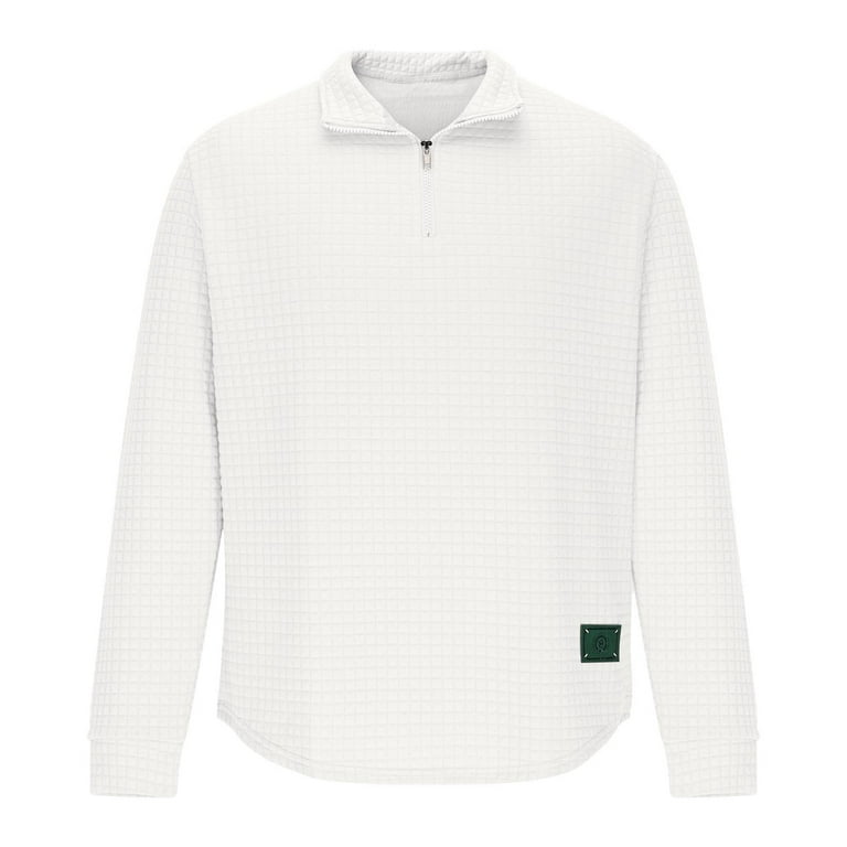 FAWUUDO Golf Quarter Zip Pullover for Men Mock Neck Sweatshirt