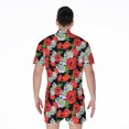 thumbnail image 2 of Poppy And Chamomile Pattern Short Sleeve Men'S Rompers Casual Summer Jumpsuits Outfit, 2 of 4