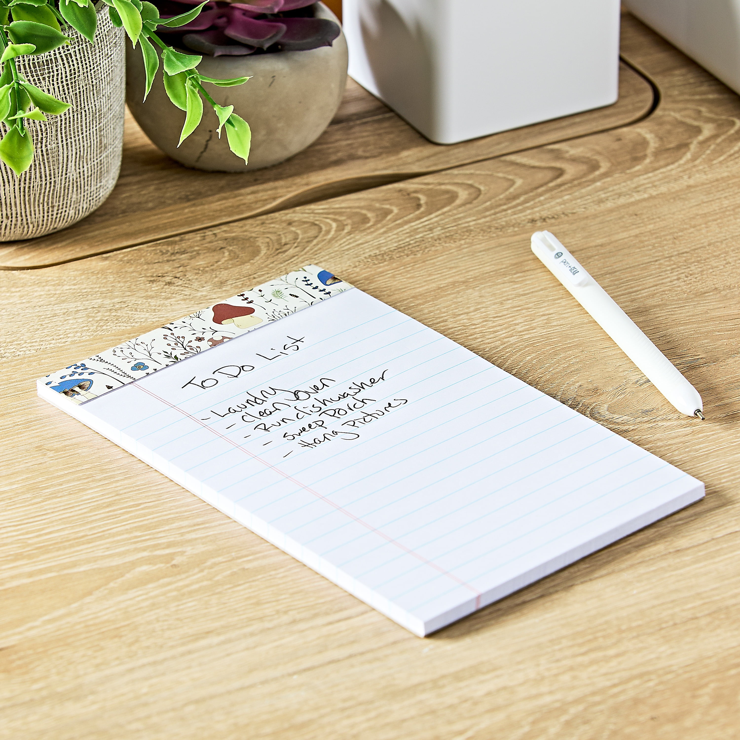Pen+Gear Fashion Legal Pad, Wide Ruled, Mushrooms, 100 Sheets per Pack, 2 Count, 5" x 8"