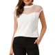 thumbnail image 1 of INSPIRE CHIC Women's Mesh Panel Top Round Neck Keyhole Sleeveless Blouse White S, 1 of 7