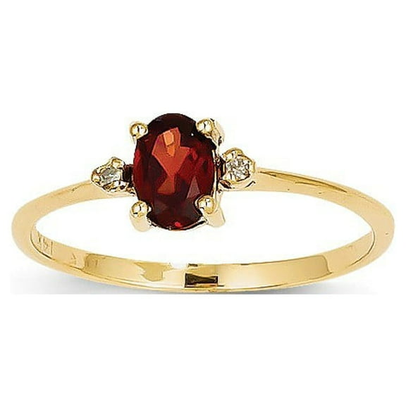 14k Yellow Gold Diamond and Garnet Ring - .01 dwt - Size 6