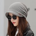 thumbnail image 3 of Women's Cotton Hat Thick Warm Windproof Simple Solid Color Beanie Hat, 3 of 7