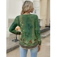 thumbnail image 4 of Zeagoo Fall Shirts for Women 2025 V Neck Button Casual Dressy Blouses Long Sleeve T-Shirts Pleated Floral Tunic Tops Boho Shirt, 4 of 5