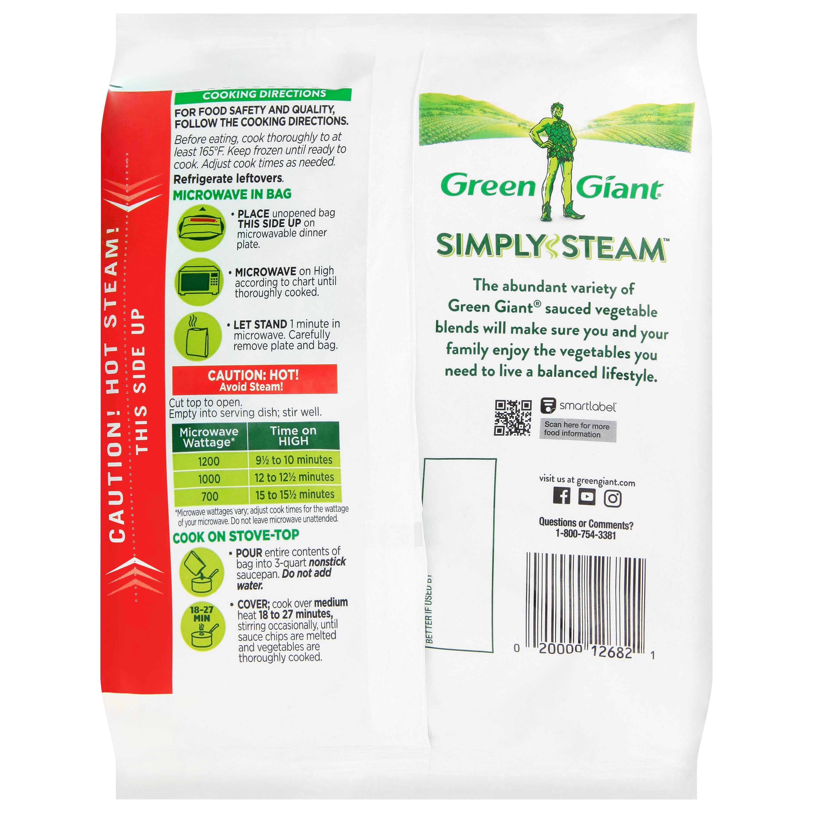 Green Giant Simply Steam Lightly Sauced Broccoli, Carrots, Cauliflower & Cheese Family Size 22oz Bag