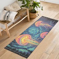 Yayeee Runner Rug for Bedroom 2'x6' Machine Washable Hallway Non Slip Mat, Psychedelic Jellyfish