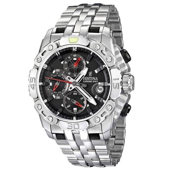 Festina F16542-3 Men's Chrono Bike Tour De France Black Dial Stainless Steel Watch