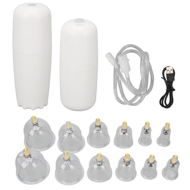 Kit de ventosaterapia eléctrica recargable por USB, máquina de raspado con ventosas de succión fuerte con 12 tazas