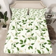 thumbnail image 2 of Feelyou Vintage Flower Floral Twin Sheet Sets, White Green Botanical Twin Fitted Sheet, Teens Girls Women Flat Sheet, Microfiber Bedroom Decor, 3-Piece, 2 of 7