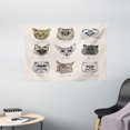thumbnail image 1 of Indie Tapestry, Set of Different Breeds Cat Portraits Doodle Style Cute Funny Animals Kittens, Wall Hanging for Bedroom Living Room Dorm Decor, 60W X 40L Inches, Tan Beige Taupe, by Ambesonne, 1 of 2