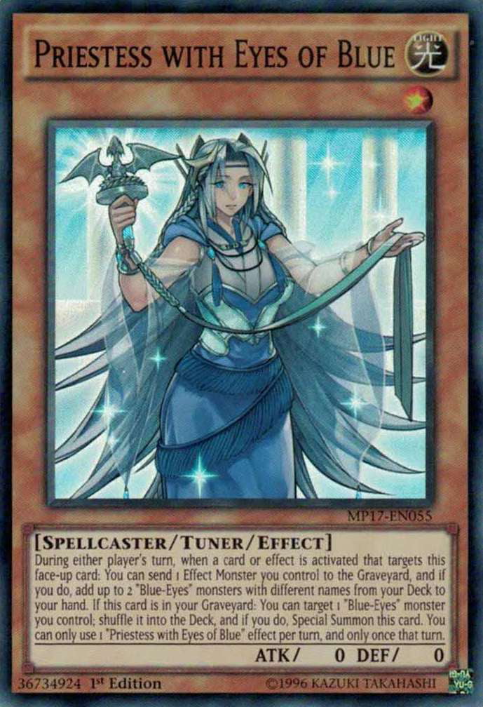 1st YuGiOh: "Priestess with Eyes of Blue" MP17 SUPER RARE One Card ONLY! 