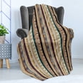 thumbnail image 4 of Ethnic Soft Flannel Fleece Throw Blanket, Inspired Vertical Strips with Various Ornaments and Old Motifs Folkloric Details, Cozy Plush for Indoor and Outdoor Use, 70" x 90", Multicolor, by Ambesonne, 4 of 5
