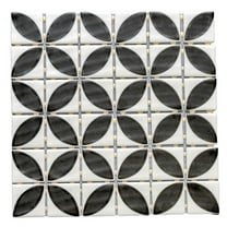 The Tile Life Eterna Lily Black Matte & Shiny Glass Mosaic Wall Tile, 4 x 4 in, 1-Piece Sample
