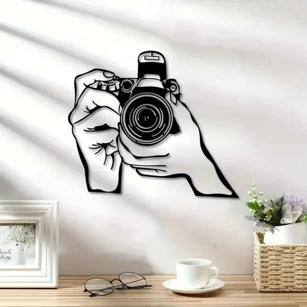Decoración de pared metálica Cámara Decoración de pared metálica Fotógrafo Decoración de pared metálica Cámara Arte de pared Deportes Decoración de pared deportiva Línea Arte de pared
