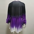thumbnail image 2 of T-shirt Dégradé de Couleur pour Femmes, Blouse Décontractée à Manches à Volants et Col Rond avec Boutons, Ample, 2 of 7