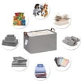 thumbnail image 2 of Hinwo 8.3 Gal./33.2 Qt./31.5 L Canvas Storage Bins, Rectangle Storage Baskets, Storage Cubes with Totes, Drawstring Closure, 16.5 x 11.8 x 9.8 Inches, 2-Pack, Grey, 2 of 6