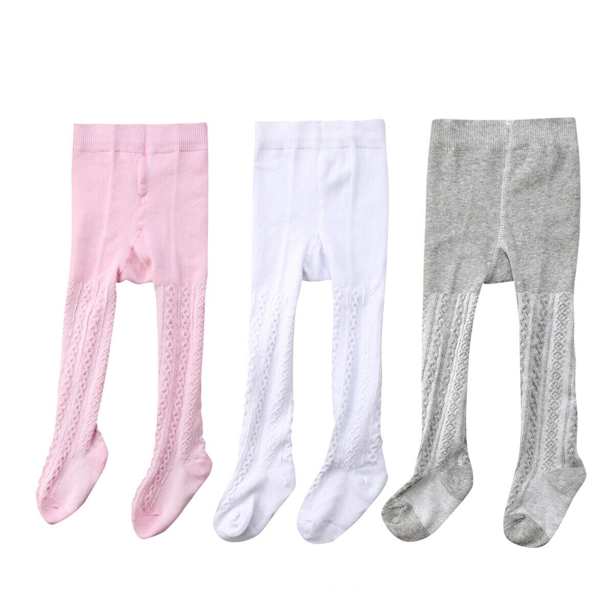 Baby Girls Toddlers Tights Cute Patterned Cotton Rich White Pink Grey 0-3 Years 