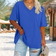 thumbnail image 2 of AherBiu Plus Size Tops for Women Summer Basic Comfy Tshirts V Neck Short Sleeve Plain Top Tees Shirt, 2 of 5