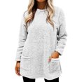 thumbnail image 6 of Fleece Sweatshirts For Women Trendy Winter Warm Sherpa Lined Crewneck Long Sleeve Pullover Tunic Tops With Pocket White L, 6 of 6
