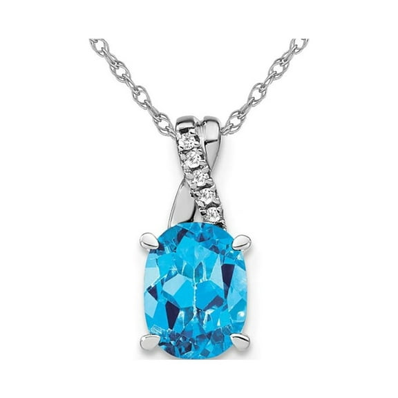 1.25 Carat (Ctw) Blue Topaz Drop Pendant Necklace in 14K White Gold With Chain
