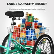LILYPELLE 24 3 Wheel Bike for Adults Folding Tricycle 7 Speed Adult Trike Low-Step Through for Seniors with 400lbs Load Capacity,Cyan
