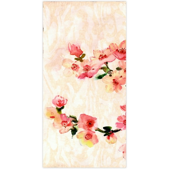 "Cherry Blossom Composition A" Frameless Free Floating Reverse Printed Tempered Art Glass Wall Art