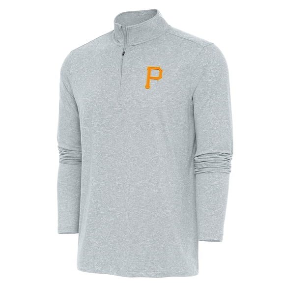 Men's Antigua  Heather Gray Pittsburgh Pirates Hunk Quarter-Zip Pullover Top