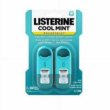 Listerine Pocketmist Cool Mint Oral Care Mist To Get Rid Of Bad Breath, 2 count 7.7 ml each