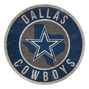 Dallas Cowboys Sign Wood 12 Inch Round State Design