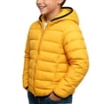 thumbnail image 4 of CYRBOKO Puffer Jackets for Boys, Lightweight Long Sleeve Winter Zip Up Hooded Outerwear Yellow Size 7-8 T, 4 of 5