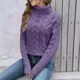 thumbnail image 5 of UJNDER High Neck Knit Pullover Sweater for Women Soft Warm Winter Turtleneck Top Casual Loose Fit Purple L, 5 of 8
