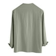 thumbnail image 2 of Elvqul Mens Long Sleeve Shirts Cotton Big and Tall Plain Army Green Pull on T Shirts Soft Fashion Drawstring V-Neck Shirts, 2 of 5