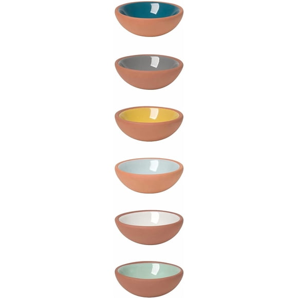 Juego de Cuencos de Terracota Now Designs Multicolor Diferenciados para Salsa de Soja, Juego de 6 Pi