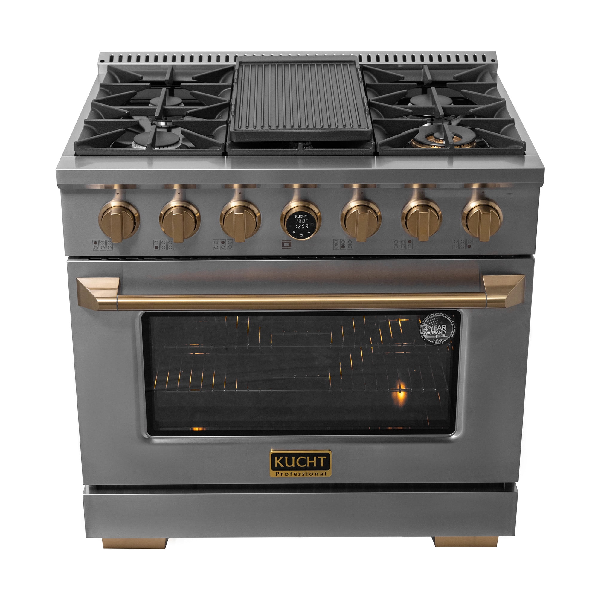 36 in. 5.2 cu. ft. 6 Burners Dual Fuel Range for Propane Gas in Stainless Steel
