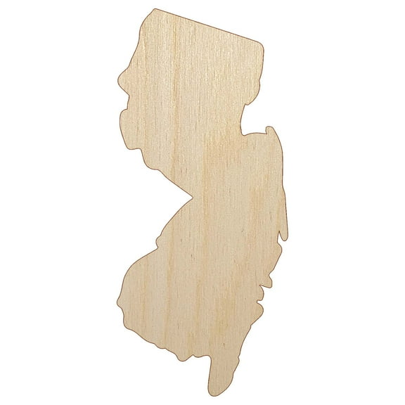 New Jersey State Silhouette Wood Shape Unfinished Piece Cutout Craft DIY Projects - 4.70 Inch Size - 1/8 Inch Thick