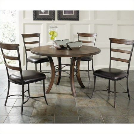 Hillsdale Furniture Cameron 5-Piece Round Wood Base Dining Set with Ladder Back Chairs