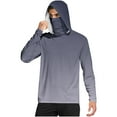 thumbnail image 2 of Aobny Oversized Mens Big and Tall Shirts Gray Hooded Sun Shirt Long Sleeve Tees Gradient Pullover Workout Shirt,L, 2 of 7