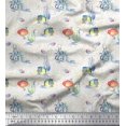thumbnail image 1 of Soimoi Green Heavy Satin Fabric Fish & Octopus Ocean Print Fabric by The Yard 56 Inch Wide, 1 of 3