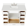thumbnail image 3 of ARIEL 49" Bathroom Vanity with 1.5" Edge Pure White Quartz Countertop & Backsplash, Center Rectangular Sink, 2 Soft Closing Doors, 9 Full Extension Dovetail Drawers, Brushed Nickel - White, 3 of 8