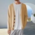 thumbnail image 2 of Fgnfyis Mens Jackets Knit Cardigan Sweater Casual Loose Fit Korean Style Versatile Button up Outerwear Coats for Men Light Khaki XXXL, 2 of 9