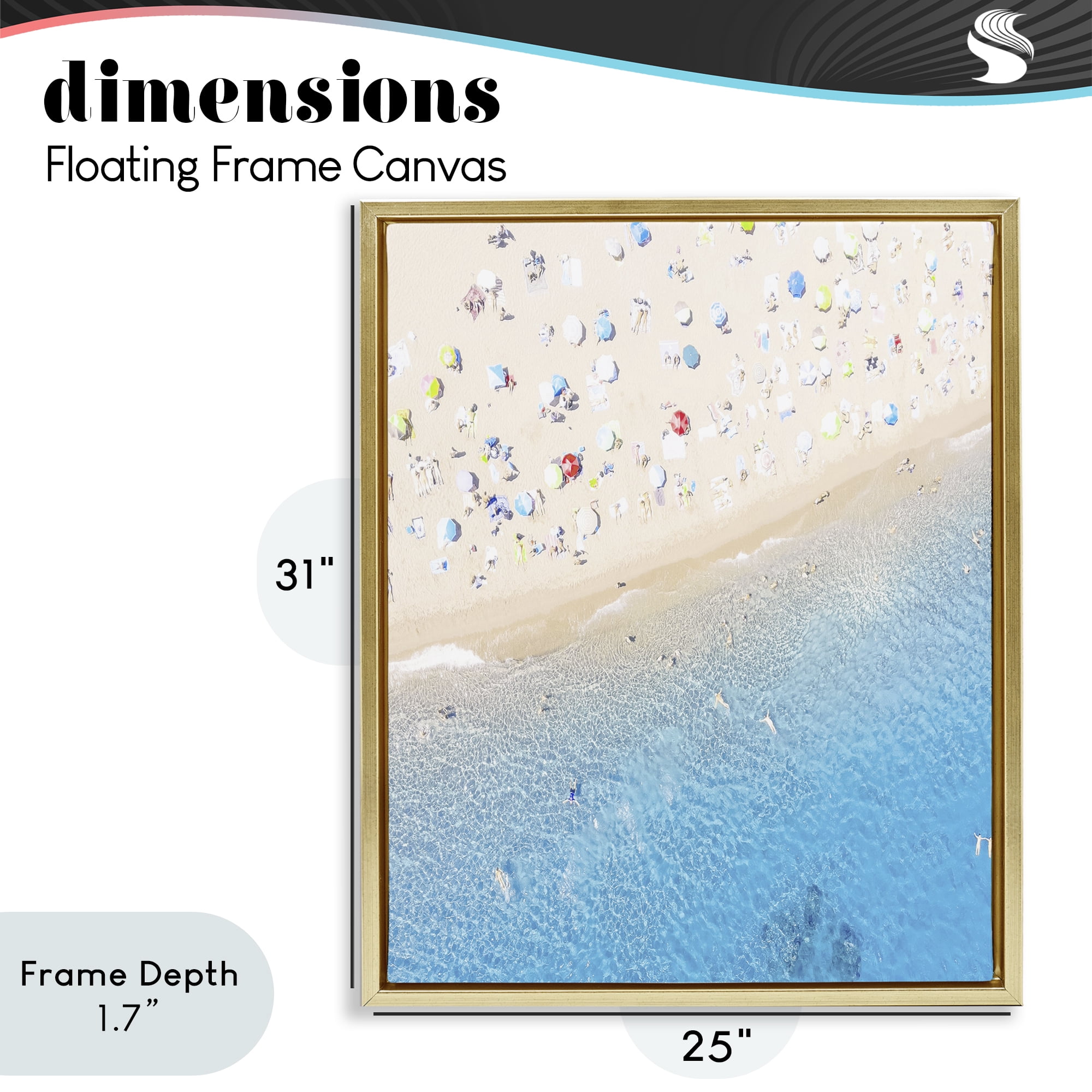 Stupell Industries Happy Beach in Summer Gold Framed Floater Canvas Wall Art, design by Leah Straatsma