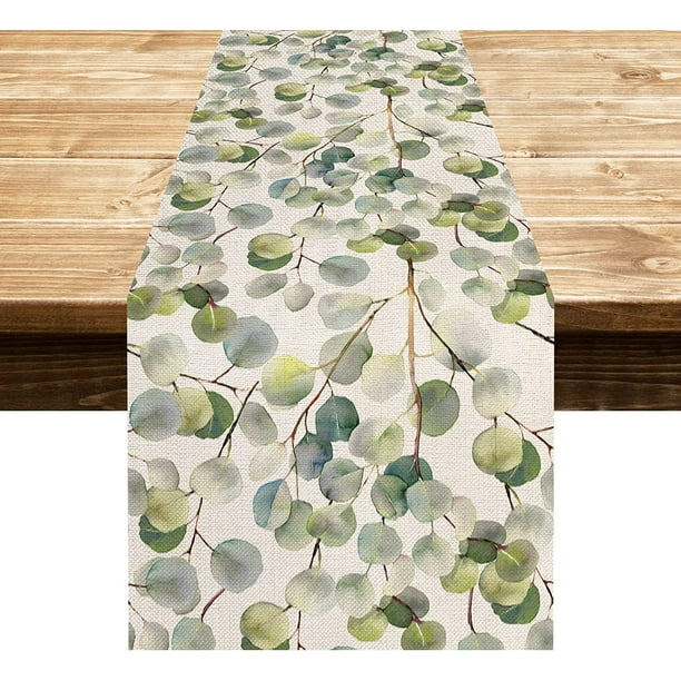 Eucalyptus Table Runner Spring Summer Anniversary Leaf Greenery Holiday