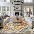 thumbnail image 3 of 5'x8' Area Rugs, Retro Morocco Indoor Outdoor Area Rug for Living Room Bedroom, Boho Shabby Abstract Geometric Aesthetic Washable Bathroom Rugs Kitchen Floor Carpet Mats Home Decor Aesthetic, 3 of 8